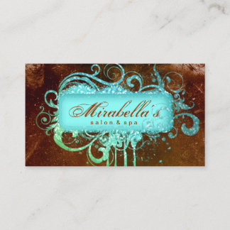 Tarjeta De Visita 232 Grunge Purpurina Salon Spa Brown Blue