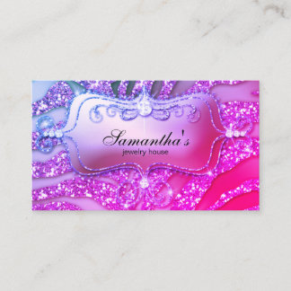 Tarjeta De Visita 232 Sparkle Jewelry Business Zebra Gold Pink