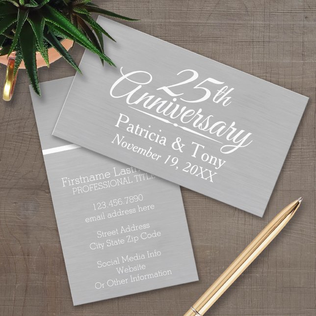 Tarjeta De Visita 25.º aniversario Boda personalizado (Custom Anniversary Calling Card)