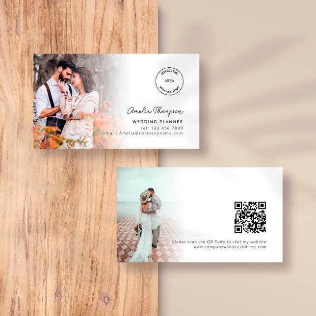Tarjeta De Visita 2 Fotos Logo QR Code Wedner Planner (Subido por el creador)
