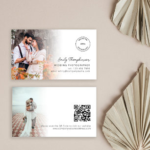 Tarjeta De Visita 2 Fotos Logotipo Boda de código QR