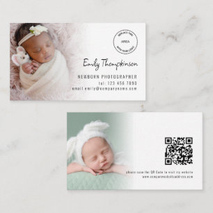 Tarjeta De Visita 2 Fotos Logotipo Código QR Fotógrafo Bebé
