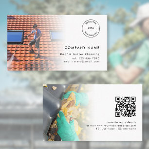 Tarjeta De Visita 2 Fotos Logotipo Código QR Tejado y Limpieza de pu