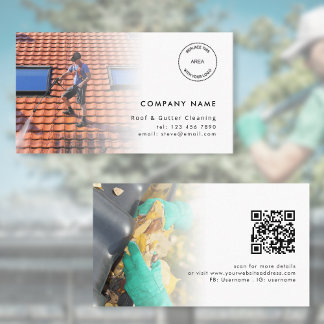 Tarjeta De Visita 2 Fotos Logotipo Código QR Tejado y Limpieza de pu