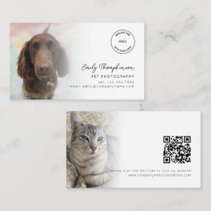 Tarjeta De Visita 2 Fotos Logotipo Mascota de código QR