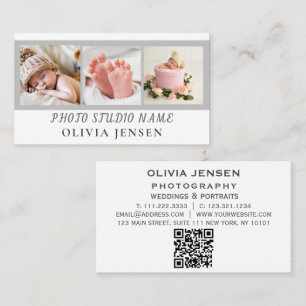 Tarjeta De Visita 2 Fotos QR Code Fotógrafo bebé recién nacido