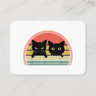 Tarjeta De Visita 2 gatos negros buscando amor animal vintage