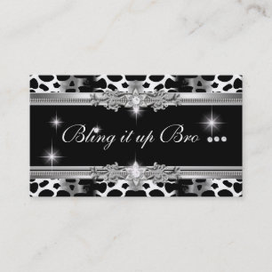 Tarjeta De Visita 2 Para Lisa Bling Negro Elegante