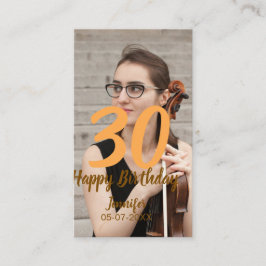 Tarjeta De Visita 30th birthday add name date year white photo