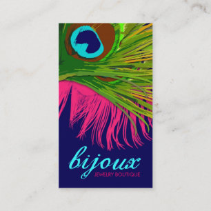 Tarjeta De Visita 311-Bijoux rosas fuertes del pavo real el