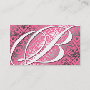 Tarjeta De Visita 311-Dazzle yo damasco - rosa del monograma de B
