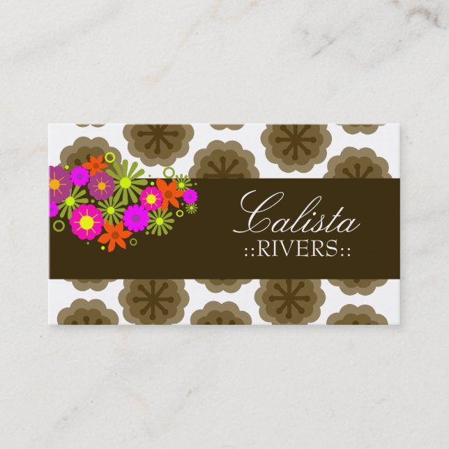 TARJETA DE VISITA 311 FLORES DE RETRO| BLANCO DE VUELTA (Anverso)