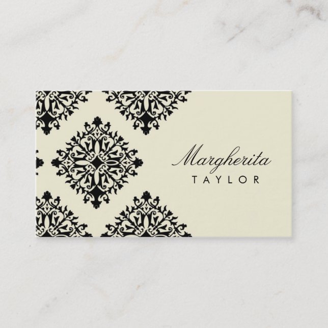 Tarjeta De Visita 311 Margherita Cream et Blanc Damask (Anverso)