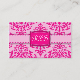Tarjeta De Visita 311-Monogram guinda del pastel - rosa