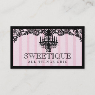 Tarjeta De Visita 311 rayas rosadas de Sweetique y lámpara del