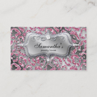 Tarjeta De Visita 311 Sparkle Jewelry Zebra Classy Leopard Rosa
