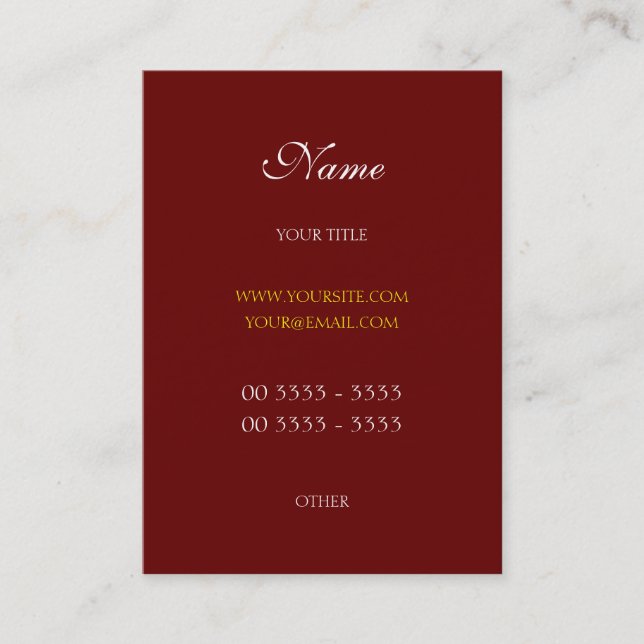Tarjeta De Visita 3 modernos y elegantes profesionales rojo oscuro (Anverso)