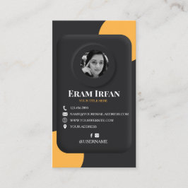 Tarjeta de visita 3D elegante en negro y amarillo