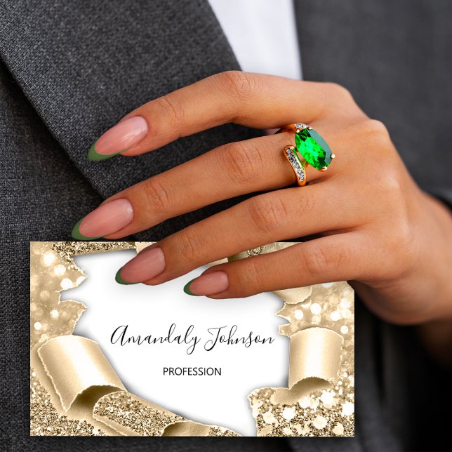 Tarjeta De Visita 3D Purpurina Makeup Planner Champaign Gold (3D Glitter Makeup Event Planner Champaign Gold Busin)