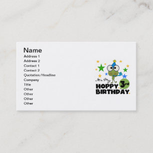 Tarjeta De Visita 3ro camisetas y regalos del cumpleaños de la rana
