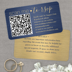 Tarjeta De Visita 50 Paquete Escanee Me Código QR RSVP Boda Azul y D