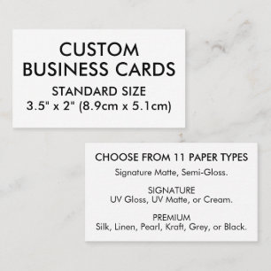 Tarjeta De Visita 50 x Tamaño ESTÁNDAR 3,5" x 2"