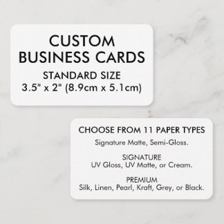 Tarjeta De Visita 50 x Tamaño ESTÁNDAR 3,5" x 2" con Bordes Redondea
