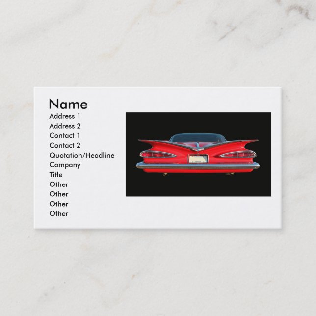Tarjeta De Visita 59 CHEVY, nombre, dirección 1, dirección 2, (Anverso)