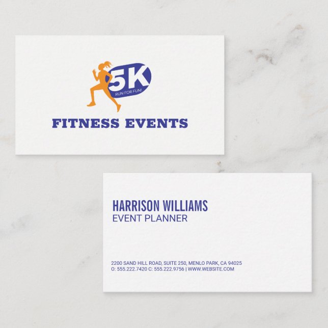 Tarjeta De Visita 5.000 carreras de maratón | Eventos de fitness (Anverso / Reverso)