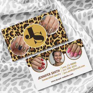 Tarjeta De Visita 5 Fotos Nails Plantilla Leopardo Imprimir Rockabil