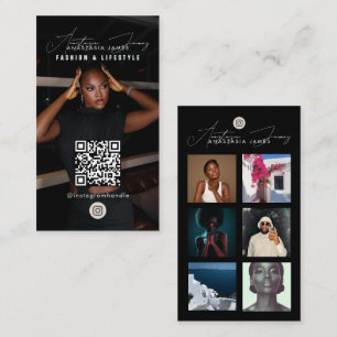 Tarjeta De Visita 6 Cuadrícula de alimentación de fotos Código QR de