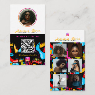 Tarjeta De Visita 6 Cuadrícula de alimentación de fotos Código QR de