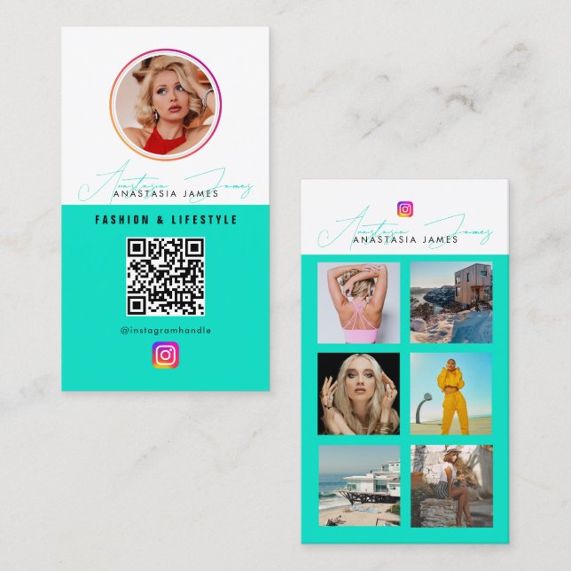 Tarjeta De Visita 6 Fuente de fotos Cuadrícula de medios sociales Có (Anverso / Reverso)
