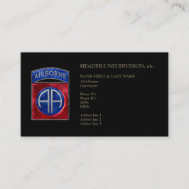 Tarjeta De Visita 82.º Personalizable Airborne Black Business Card