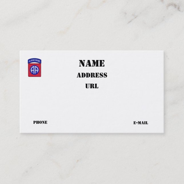 Tarjeta De Visita 82.o La división aerotransportada de ABN DIV (Anverso)