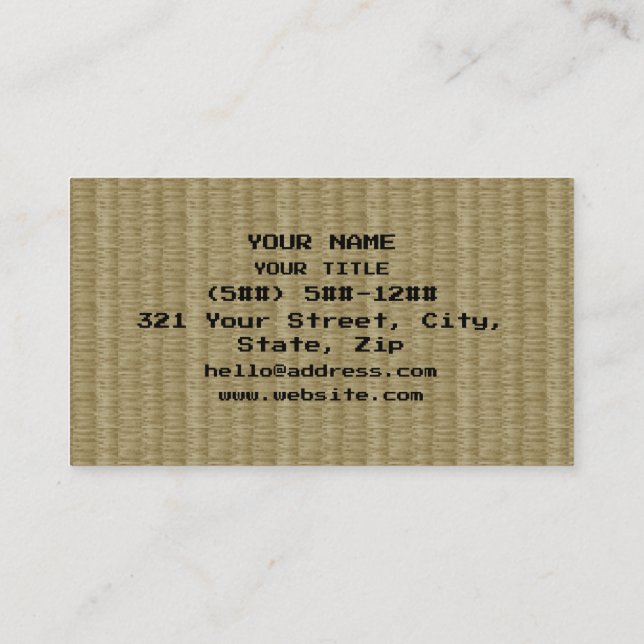 Tarjeta De Visita 8 bits Pixel Tatami Mat 畳 (Reverso)