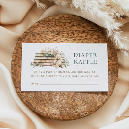 Tarjeta De Visita A New Chapter Floral Book Diaper Raffle Enclosure