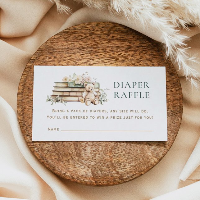 Tarjeta De Visita A New Chapter Floral Book Diaper Raffle Enclosure (Subido por el creador)