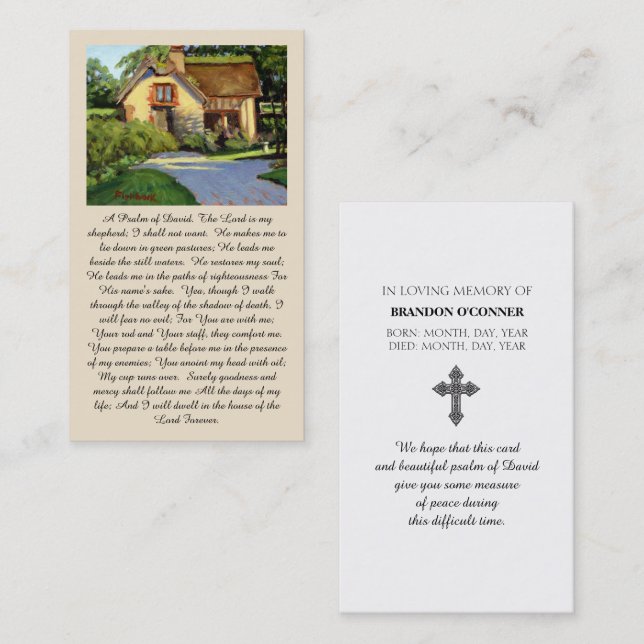 Tarjeta De Visita A Psalm of David” Comfort & Blessing Prayer Card (Anverso / Reverso)