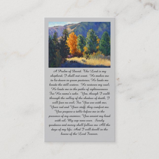 Tarjeta De Visita "A Psalm of David” Peace & Comfort Prayer Card (Anverso)