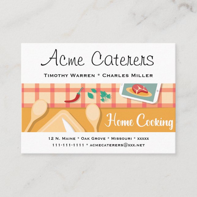 Tarjeta De Visita Abastecimiento de la cocina casera (Anverso)