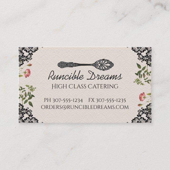 Tarjeta De Visita Abastecimiento elegante lamentable del cocinero de (Anverso)
