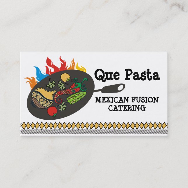 Tarjeta De Visita Abastecimiento llameante del skillet de la cocina (Anverso)
