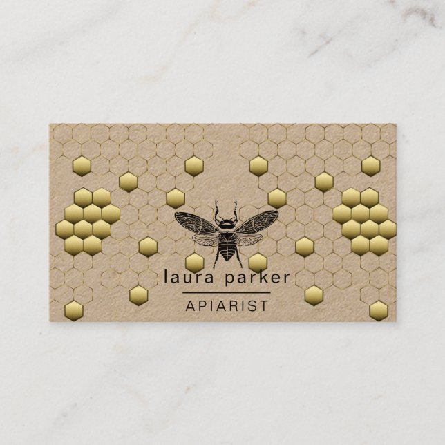 Tarjeta De Visita Abee Honey Seller Apiarista Hexagon Amarillo Negro (Anverso)