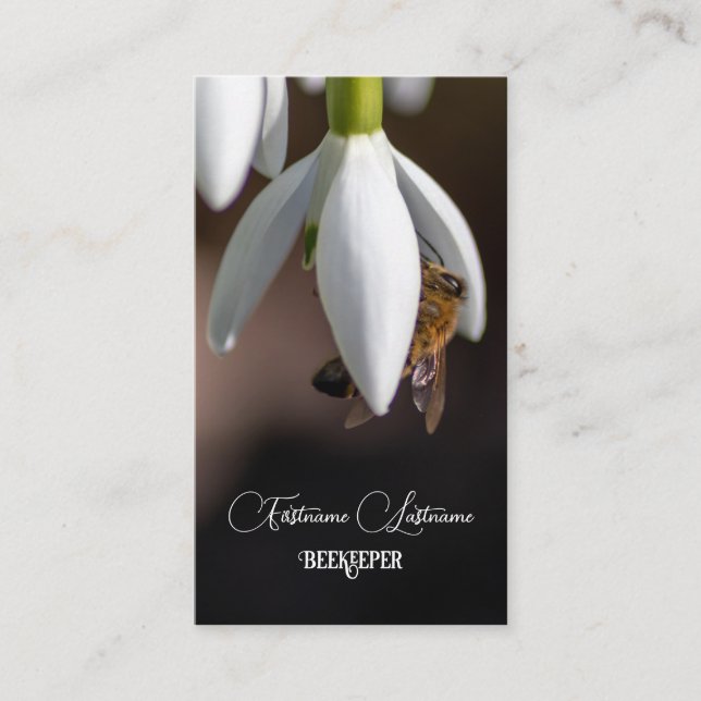Tarjeta De Visita Abeja Abeja miel Apiarista Abeja Flor blanca (Anverso)