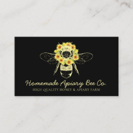 Tarjeta De Visita Abeja Apia Apia Floral de girasol con clase negra
