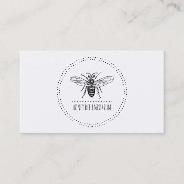 Tarjeta De Visita Abeja Apiaria Sencilla En Abeja Circular (Anverso)