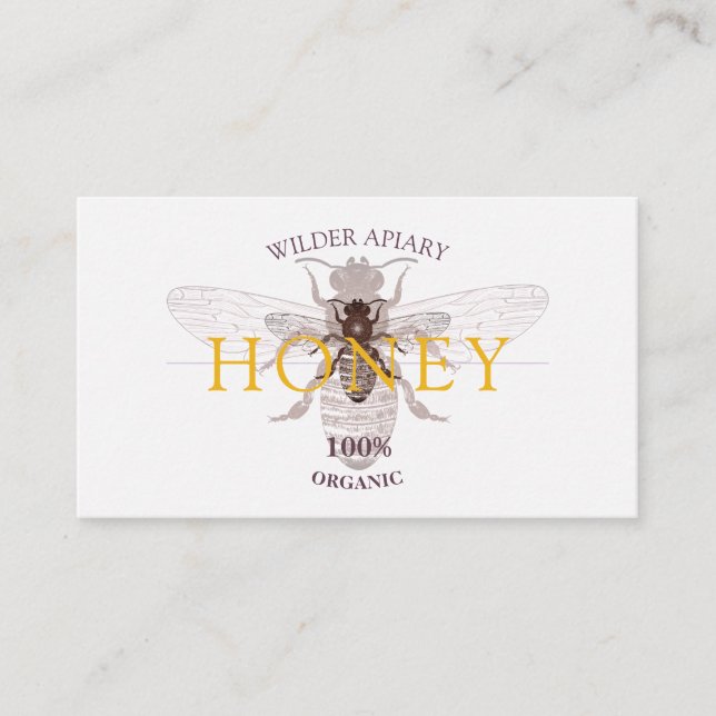 Tarjeta De Visita Abeja apicultora Apiary Honey Gold (Anverso)