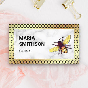 Tarjeta De Visita Abeja de miel de abeja blanca de mármol