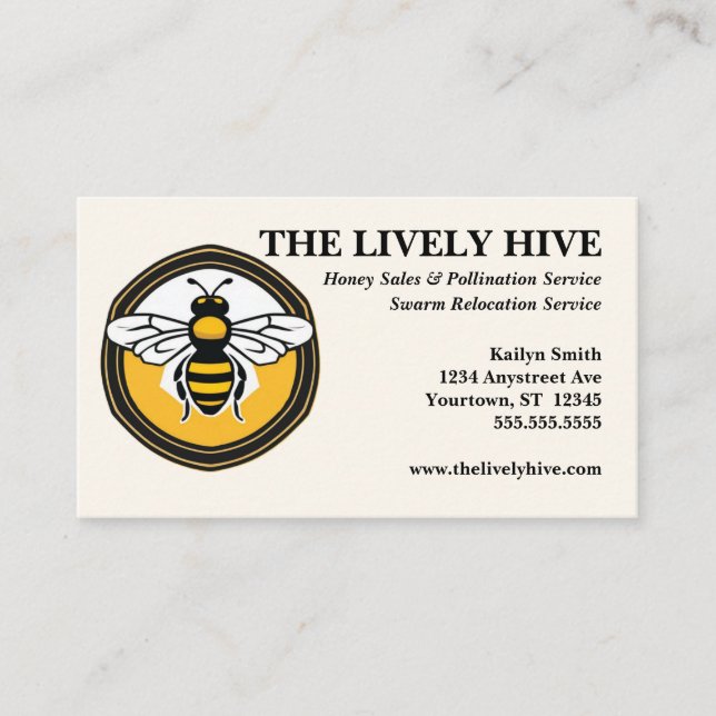 Tarjeta De Visita Abeja de miel en venta de miel de abeja (Anverso)